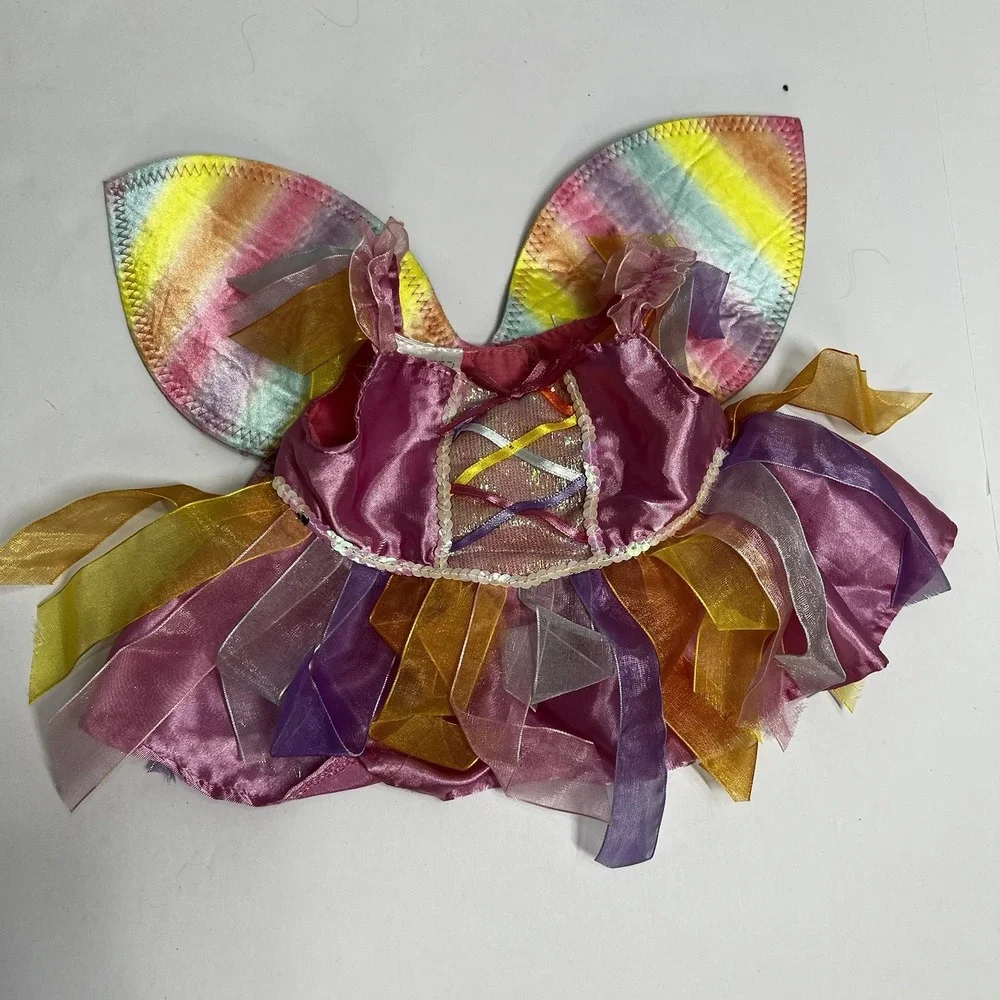 Build A Bear Ribbon Sparkle Fairy Dress Rainbow Wings Outfit With Shoes Bloomers